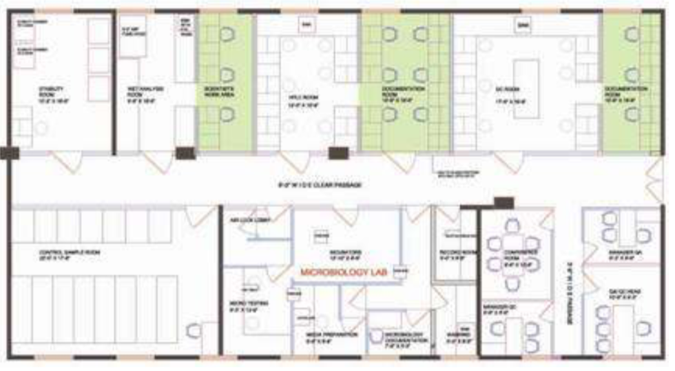 single corridor with office cluster